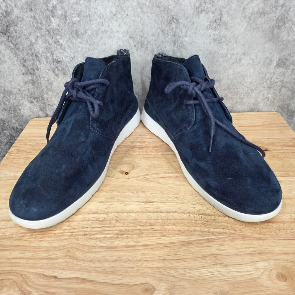 UGG Chukka Boots Mens 10.5 Navy Blue‎ Suede Freamon Tasman Braid Wool Insoles